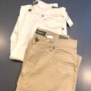 2 Pair Women's Eddie Bauer 5 Pocket Twill Jeans, NWT Size 8 Tall